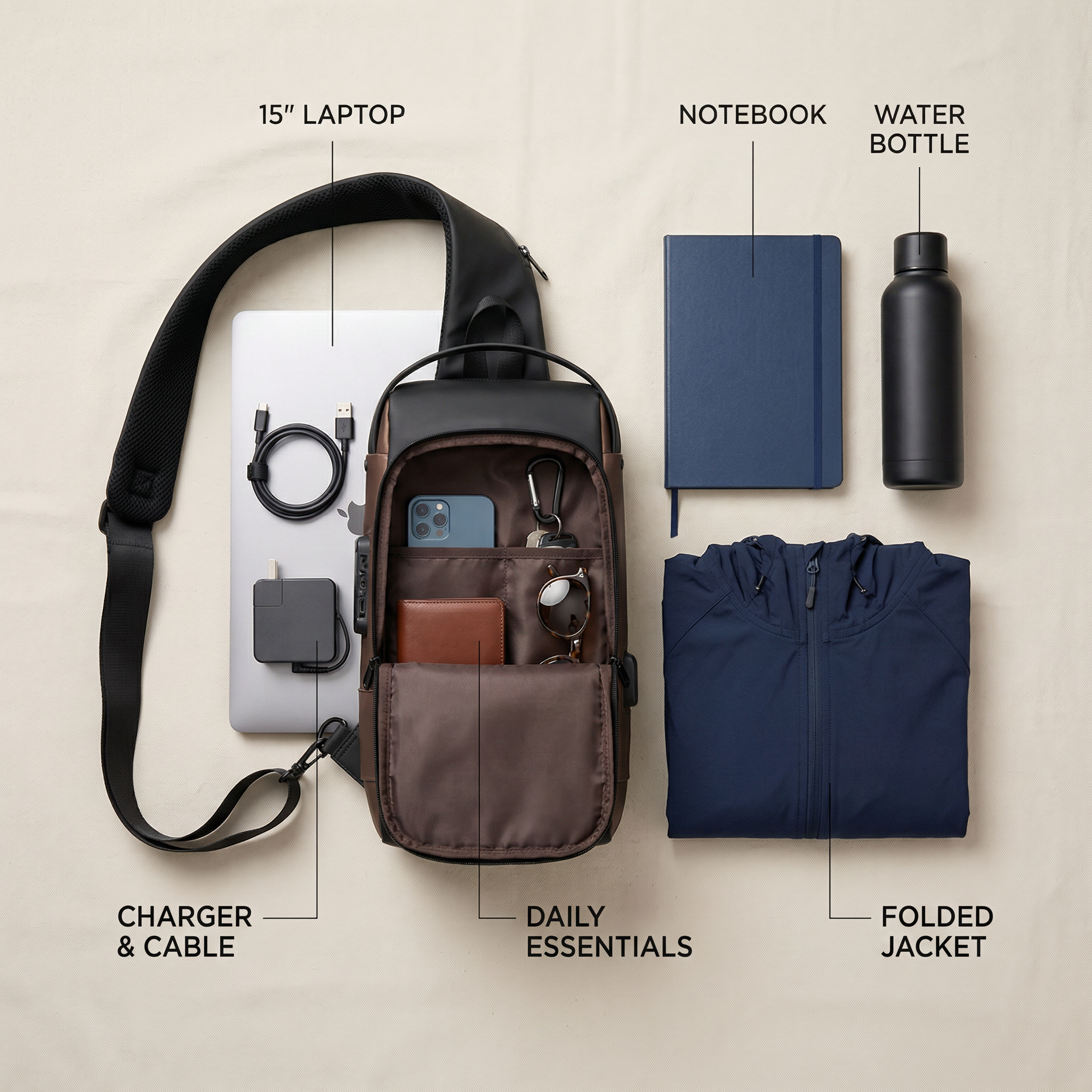 Adventrove™ Metro Sling – Minimal crossbody sling for everyday urban travel.