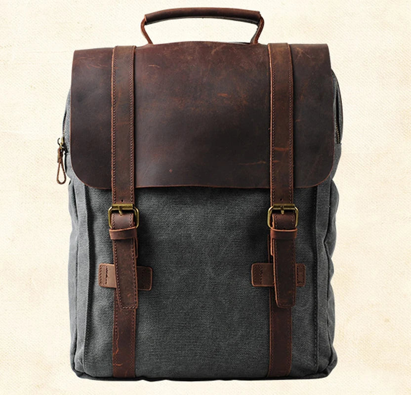 Leather Canvas Backpack