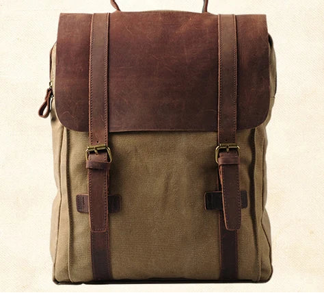 Leather Canvas Backpack