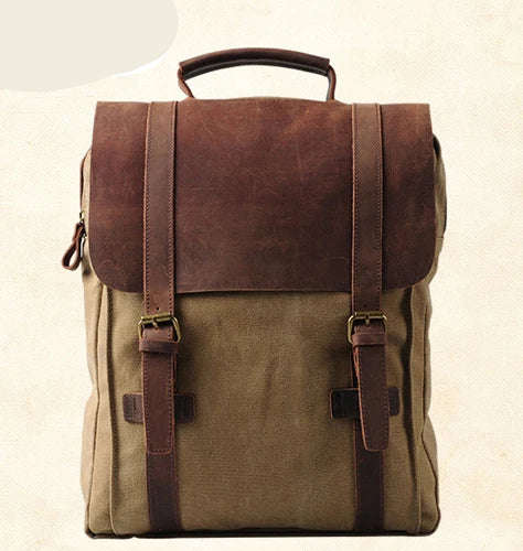 Leather Canvas Backpack