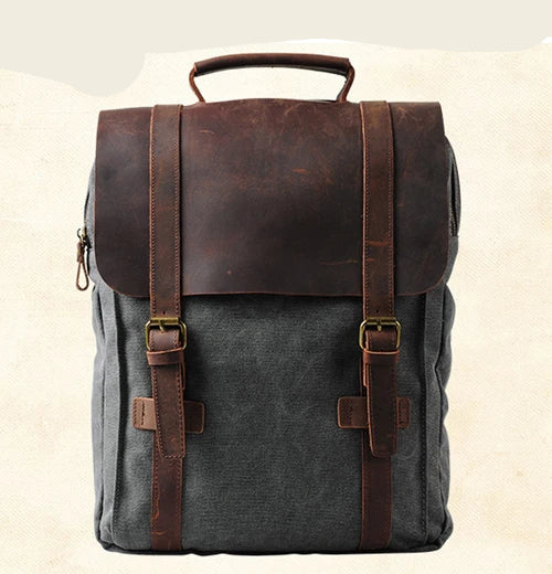 Leather Canvas Backpack
