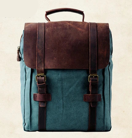 Leather Canvas Backpack