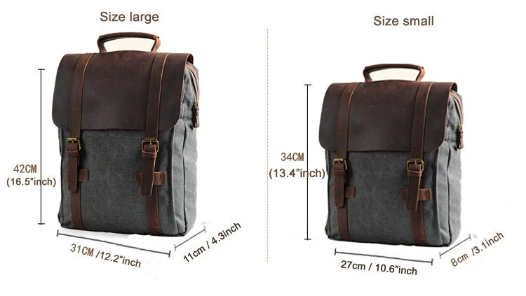 Leather Canvas Backpack