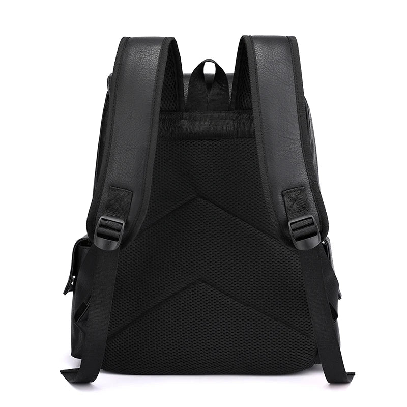Men PU Leather Laptop Backpack