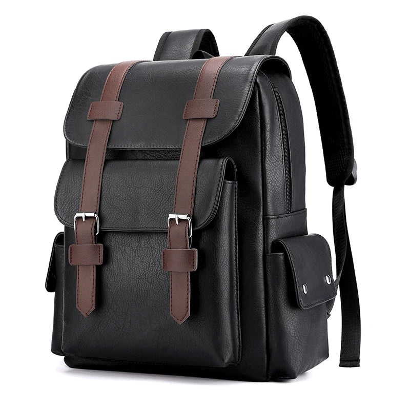 Men PU Leather Laptop Backpack
