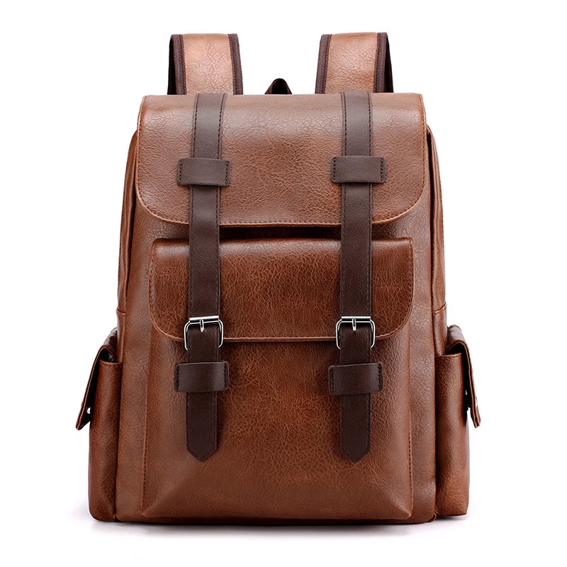 Men PU Leather Laptop Backpack